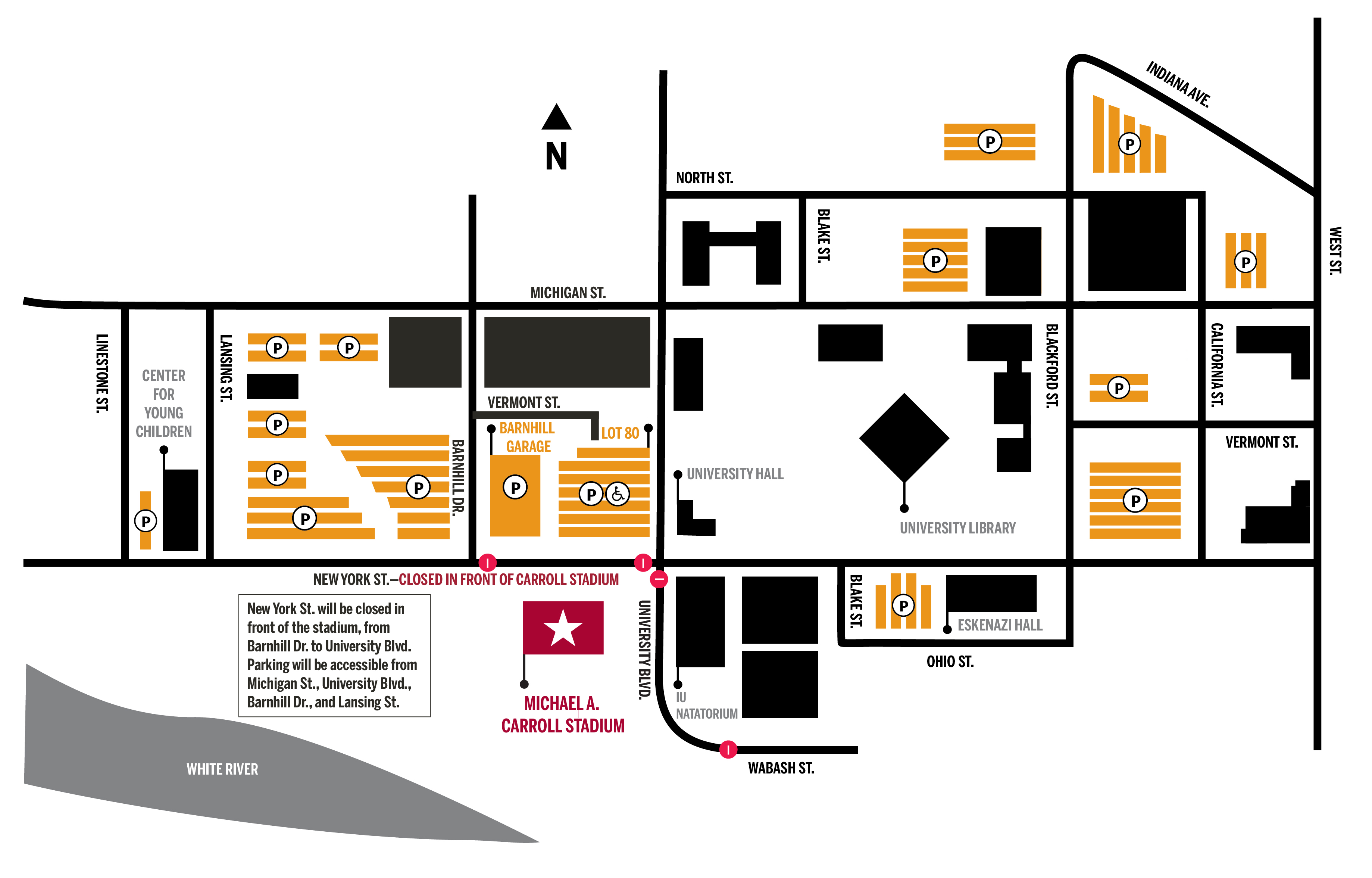 IUPUI carroll stadium map for guests
